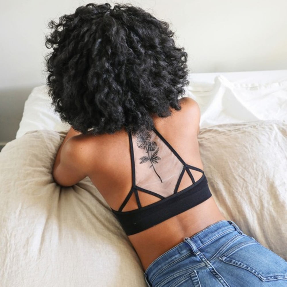 Lace Sheer Mesh Bralette Bra Flower Blossom - Picture 2 of 7